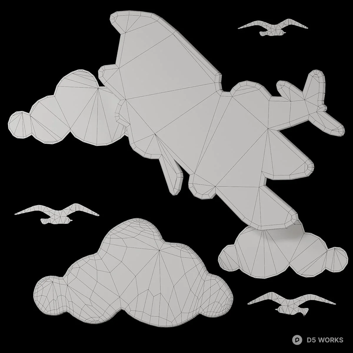 Airplane Cloud Wall Lamp 3d model thumbnail 2