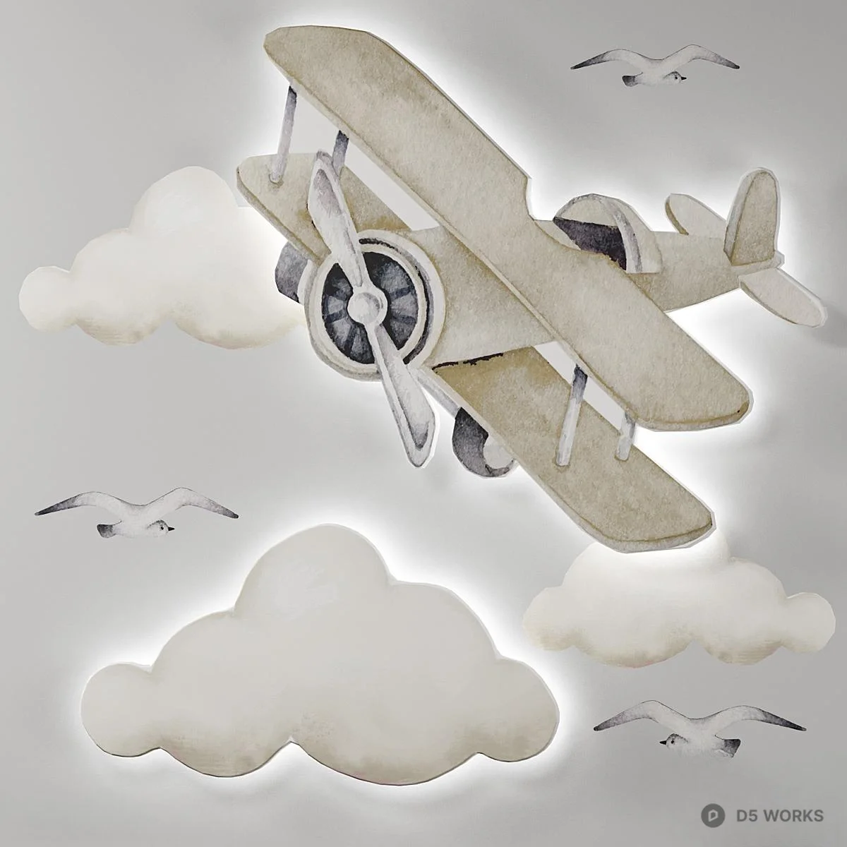 Airplane Cloud Wall Lamp 3d model - Image 1
