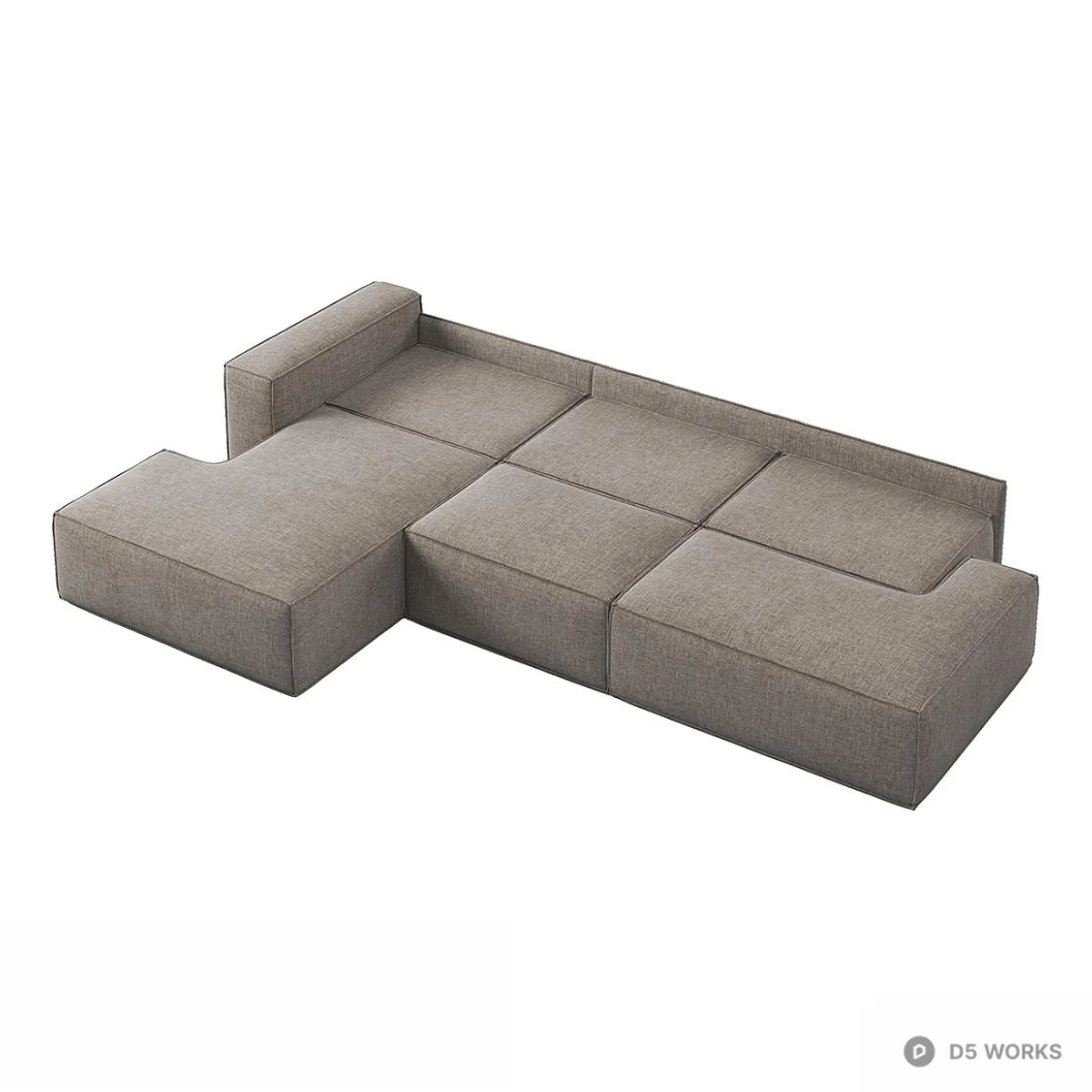 Modular Sectional Sofa With Textured Fabric 3d model thumbnail 2