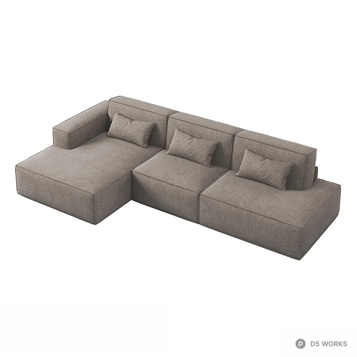 Modular Sectional Sofa With Textured Fabric 3d model thumbnail 4