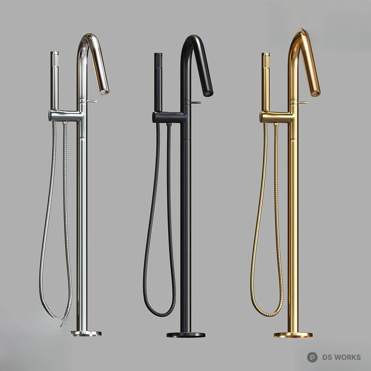 Minimalist Floor Standing Faucet 3d model - Image 1