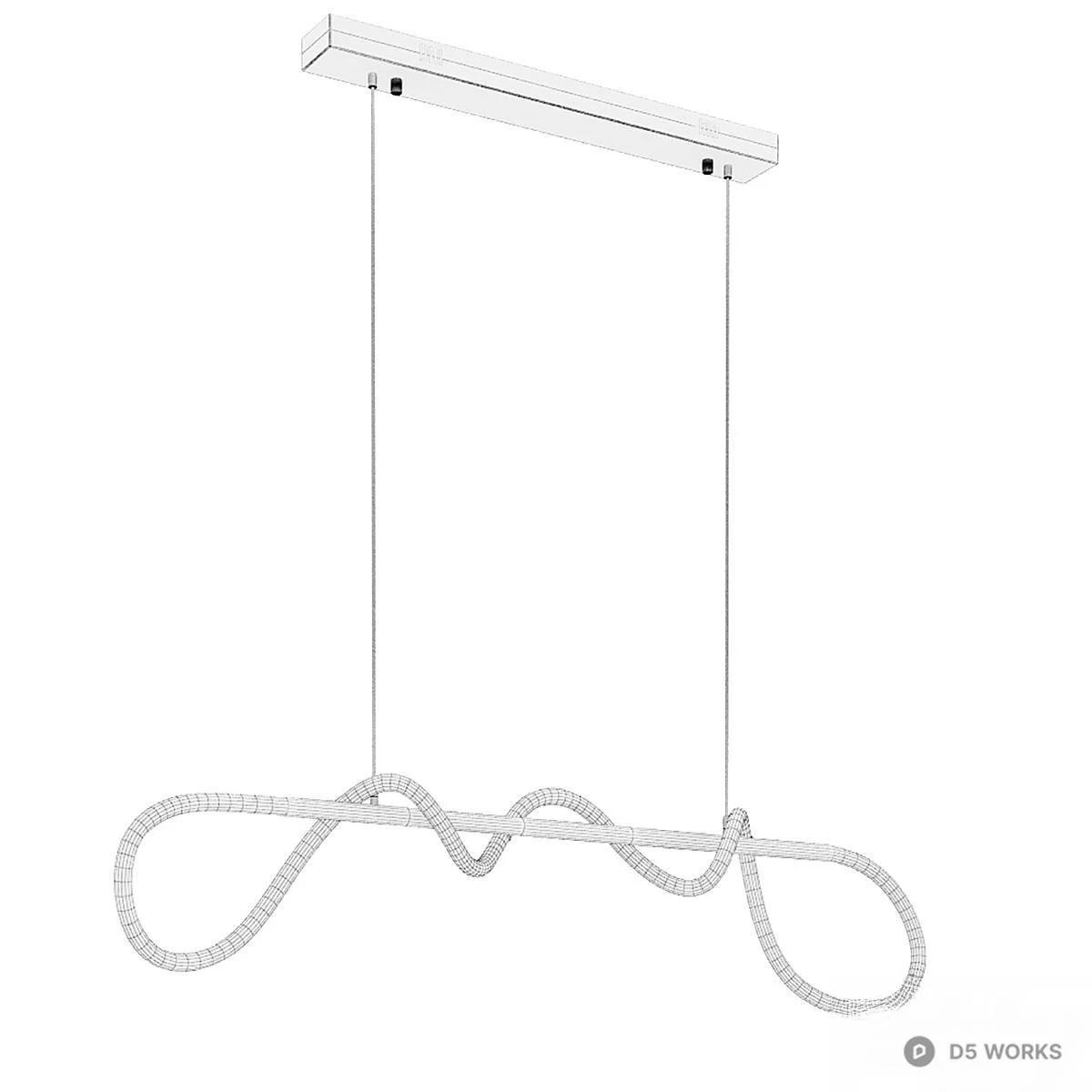 Sculptural Linear Pendant Light 3d model thumbnail 3
