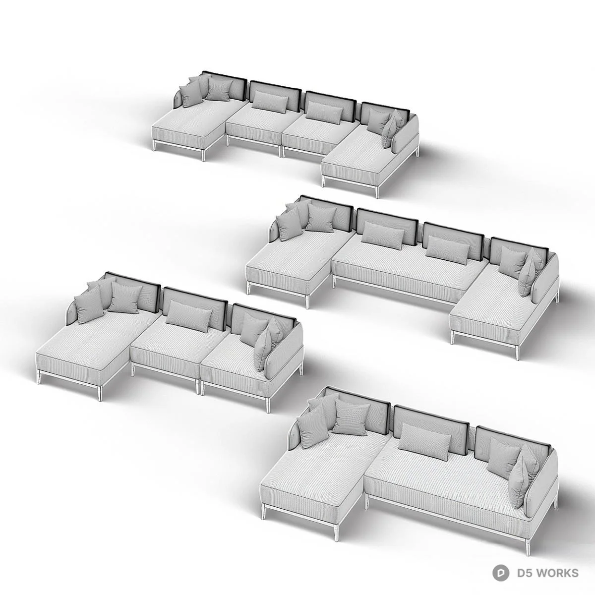 Modern Modular Sectional Sofa 3d model thumbnail 4