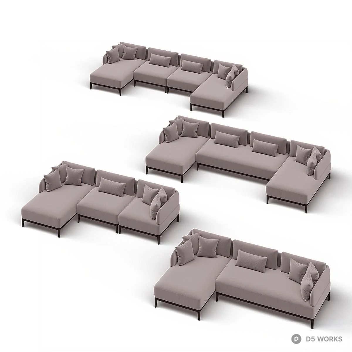 Modern Modular Sectional Sofa 3d model thumbnail 3