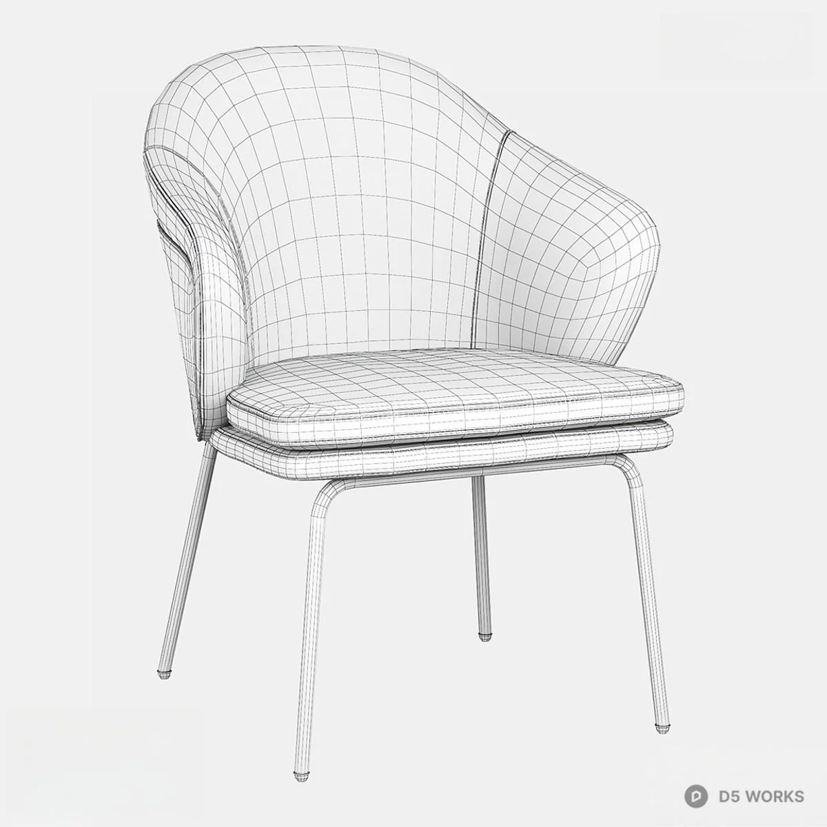 Minimalist Upholstered Dining Chair 3d model thumbnail 2