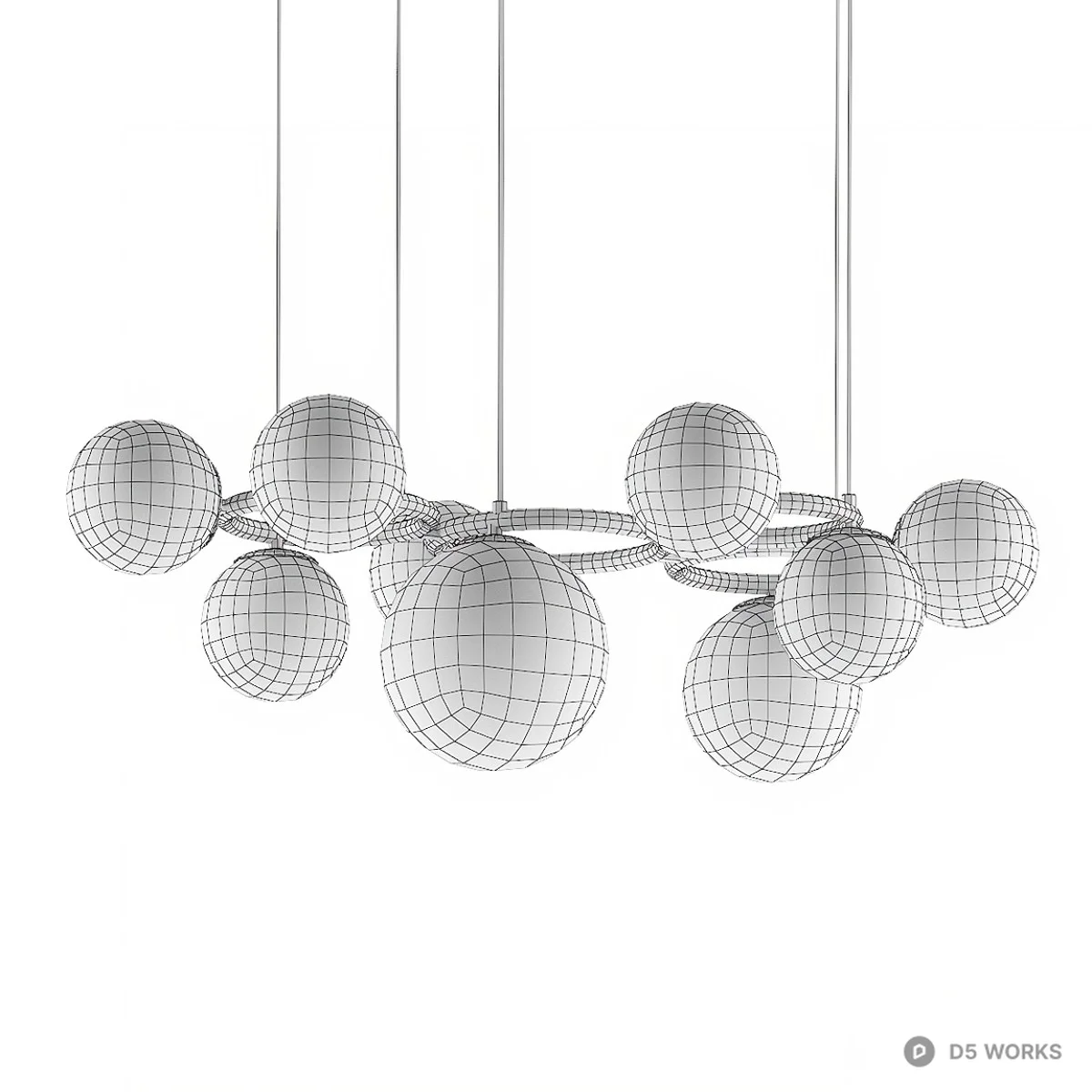 Modern Glass Globe Chandelier 3d model thumbnail 2