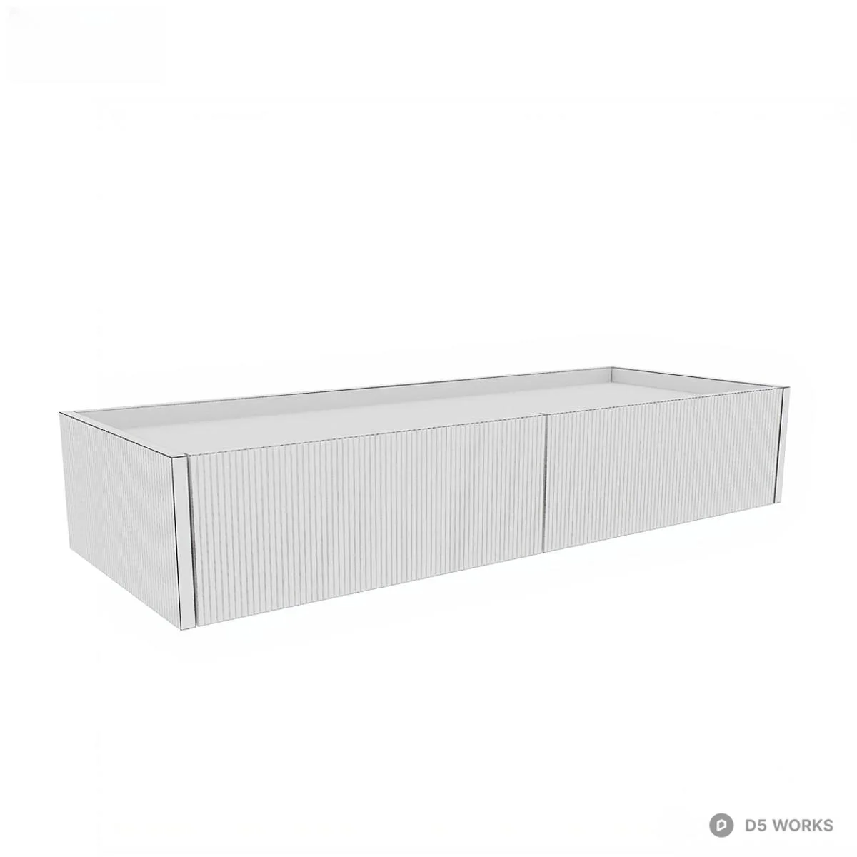 Wooden Wall Cabinet With Vertical Grooves 3d model thumbnail 2