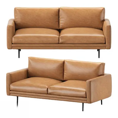 Tan Leather Two-Seater Sofa 3d model