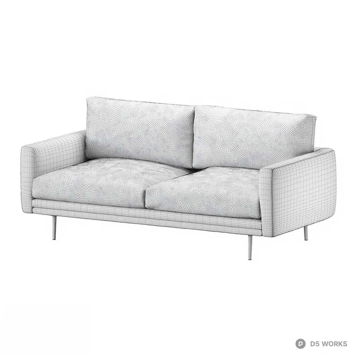 Tan Leather Two-Seater Sofa 3d model thumbnail 2