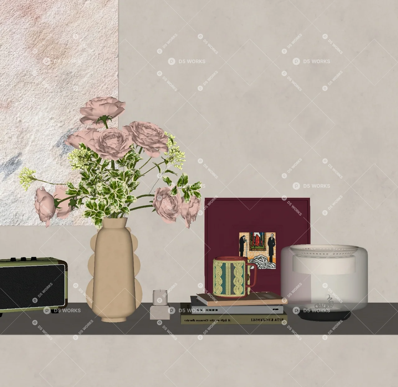 Mid-Century Modern Decorative Set 3d model thumbnail 2