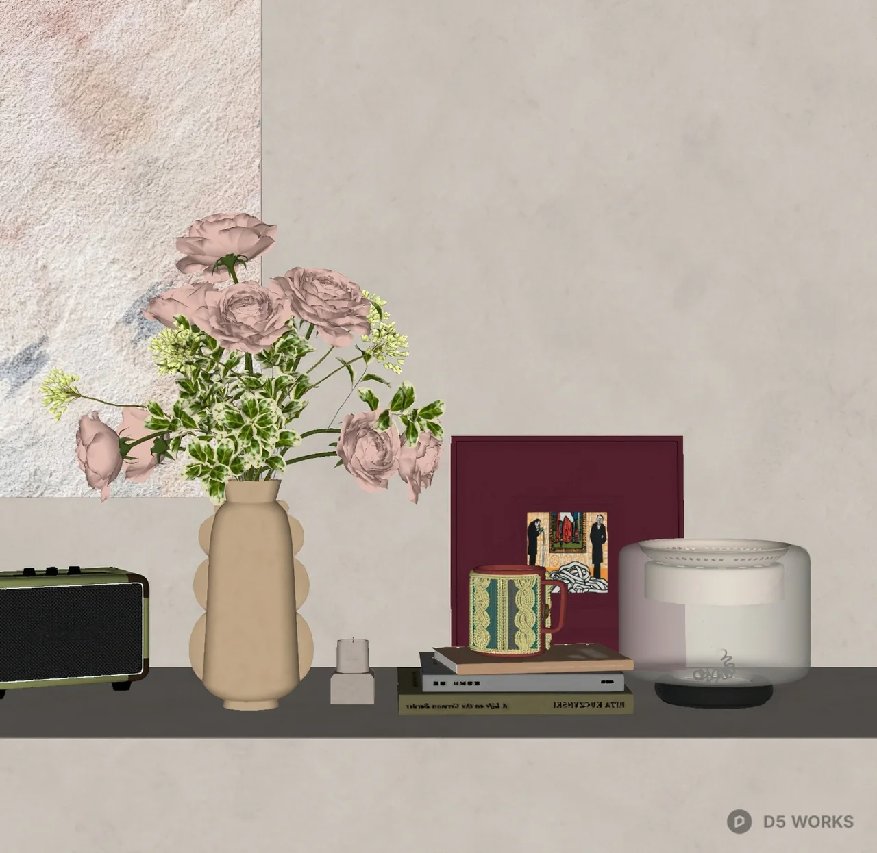 Mid Century Modern Decorative Arrangement 3d model thumbnail 2