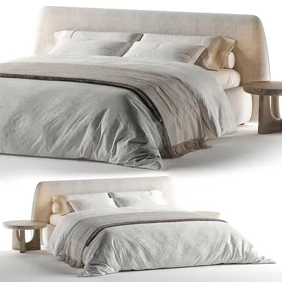 Minimalist Upholstered Double Bed 3d model