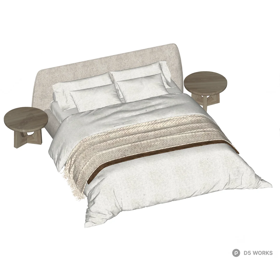 Minimalist Upholstered Double Bed 3d model thumbnail 2