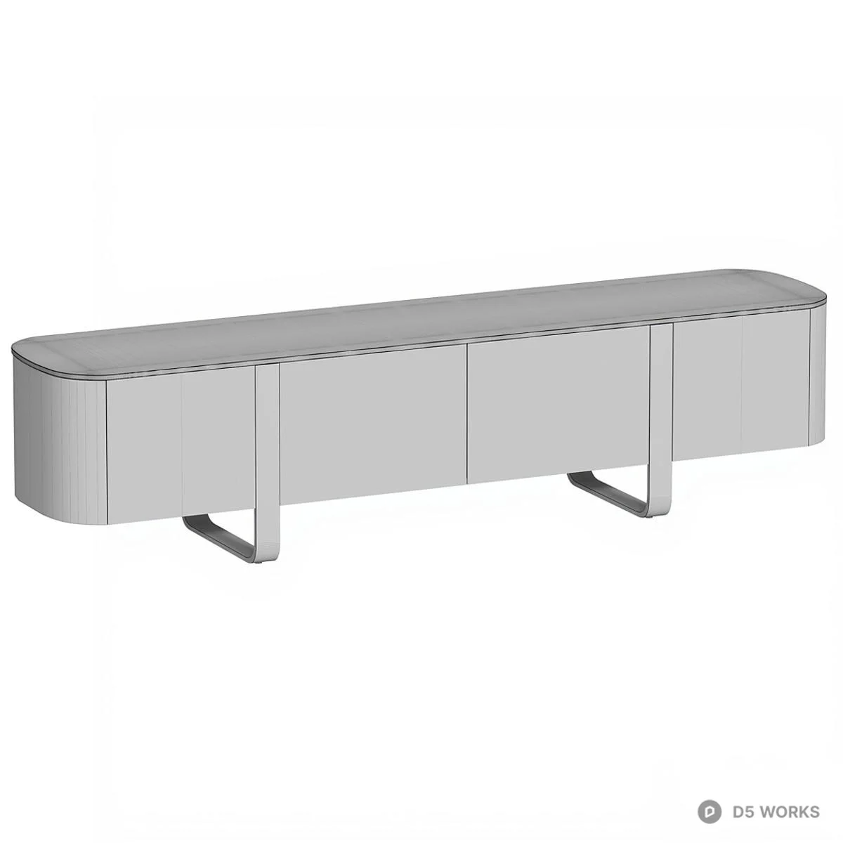 Marble Top TV Cabinet With Metal Legs 3d model thumbnail 2