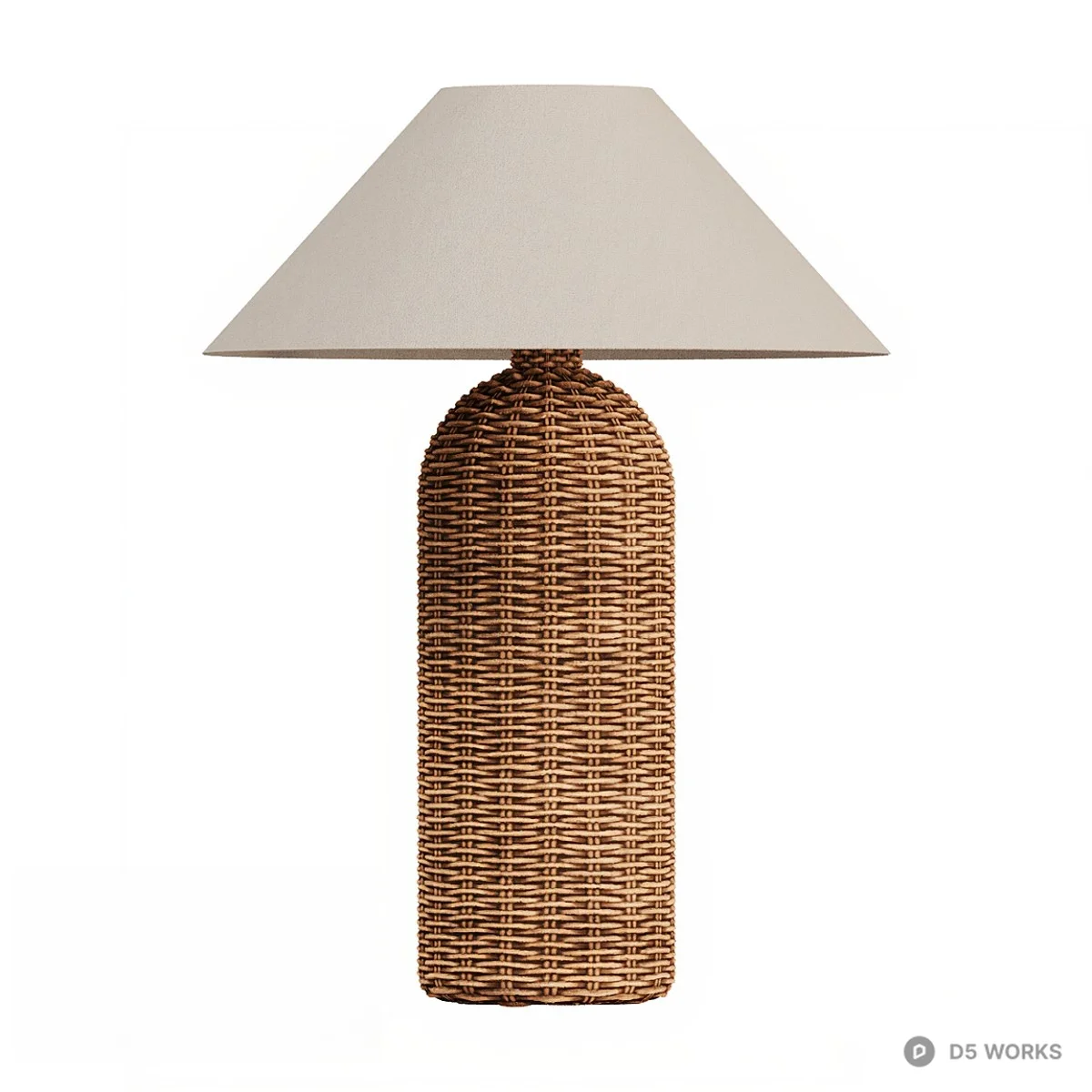 Woven Rattan Table Lamp With Beige Shade 3d model - Image 1