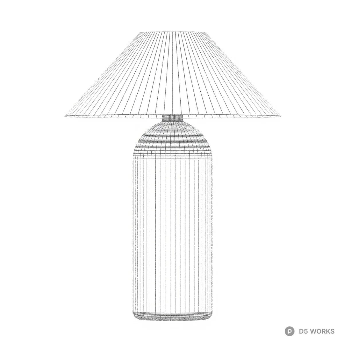 Woven Rattan Table Lamp With Beige Shade 3d model thumbnail 2