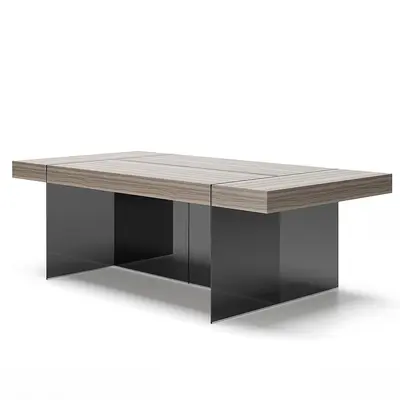 Minimalist Wood Grain Office Desk 3d model