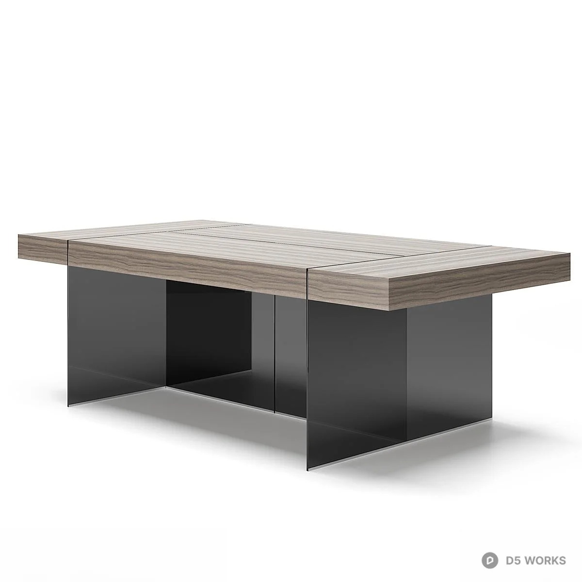 Minimalist Wood Grain Office Desk 3d model - Image 1