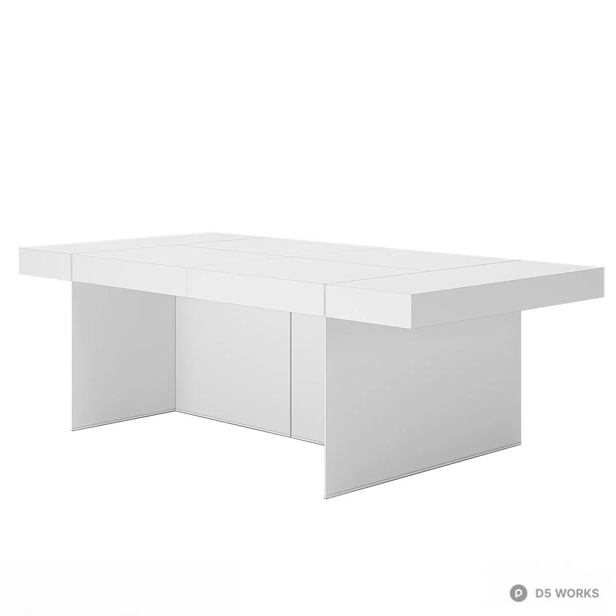 Minimalist Wood Grain Office Desk 3d model thumbnail 2