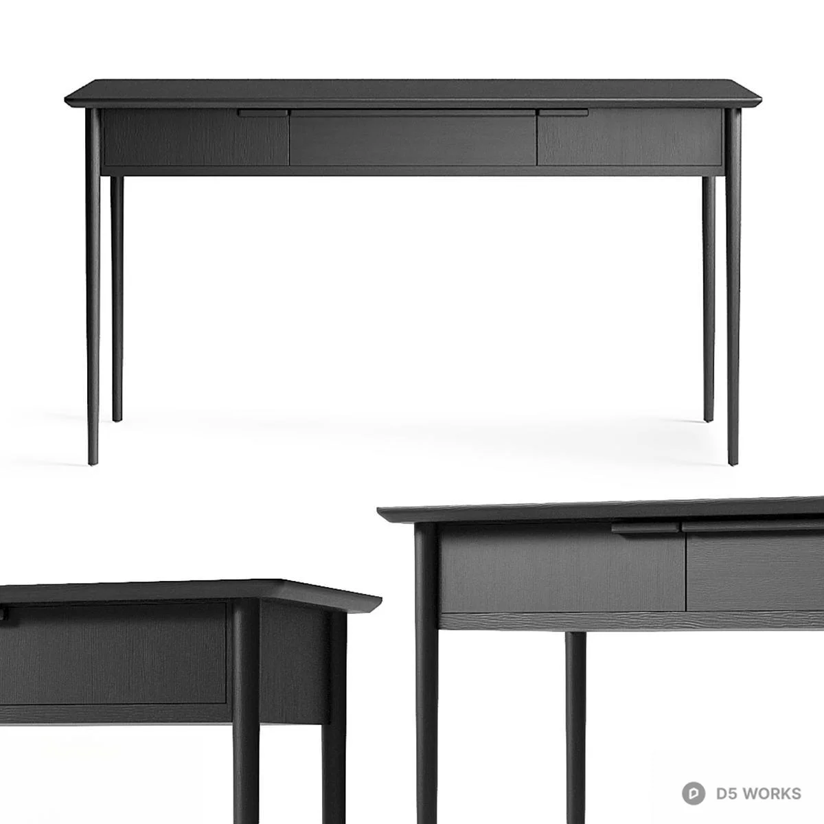 Minimalist Black Wood Desk 3d model - Image 1