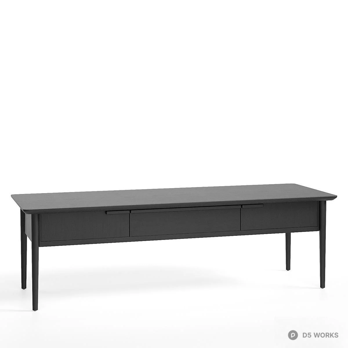 Minimalist Black Wood Desk 3d model thumbnail 3