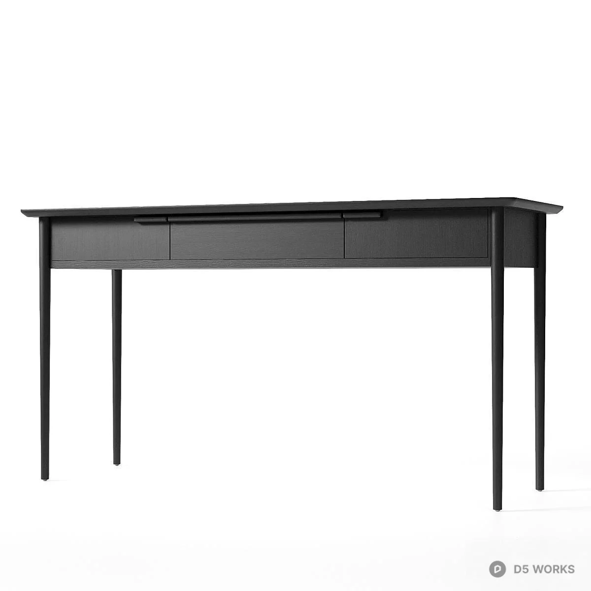 Minimalist Black Wood Desk 3d model thumbnail 2