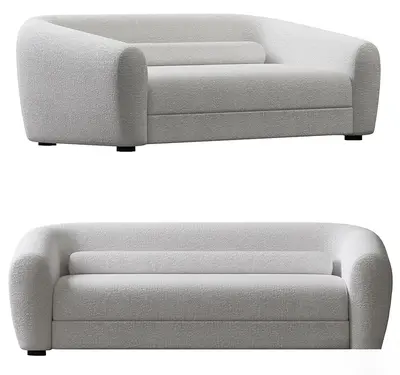 Bouclé Fabric Three-Seater Sofa 3d model