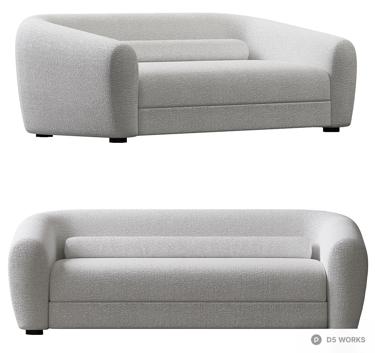 Bouclé Fabric Three-Seater Sofa 3d model - Image 1