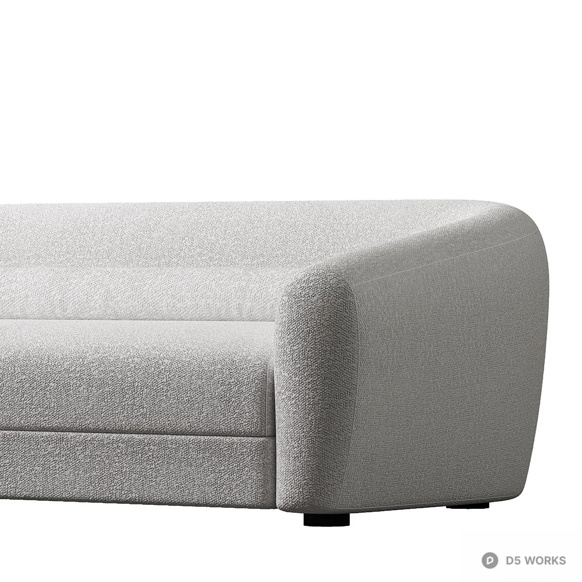 Bouclé Fabric Three-Seater Sofa 3d model thumbnail 2