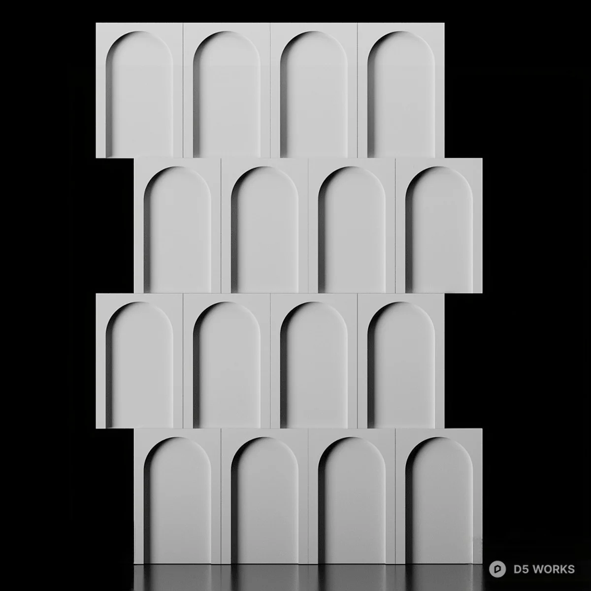Arched Panel Wall Cladding 3d model thumbnail 4