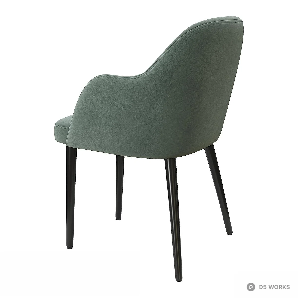 Velvet Upholstered Dining Chair 3d model thumbnail 2