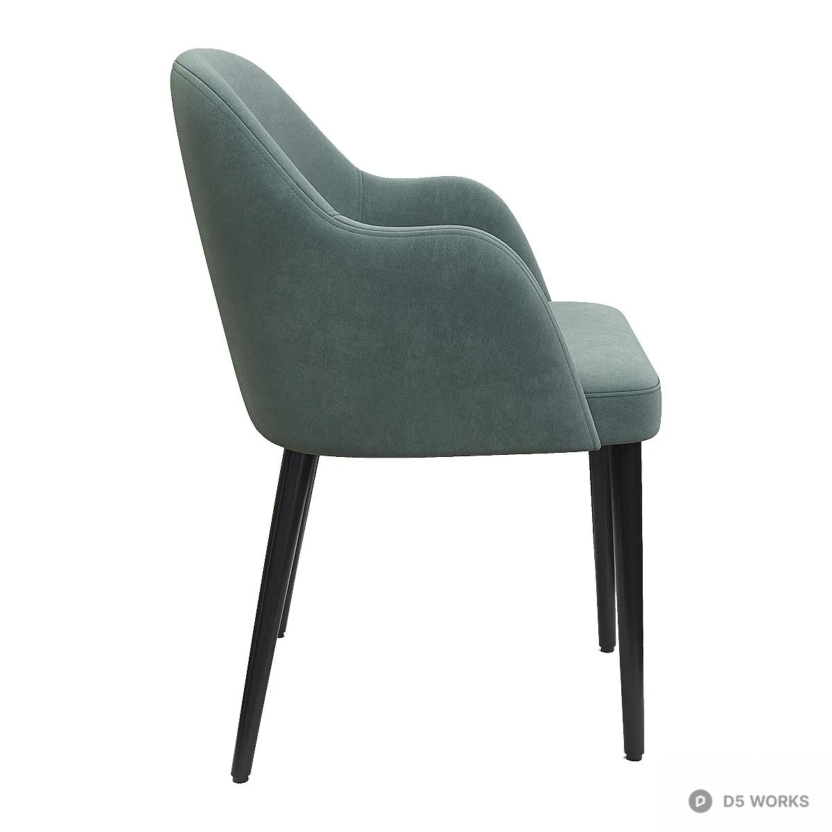 Velvet Upholstered Dining Chair 3d model thumbnail 3