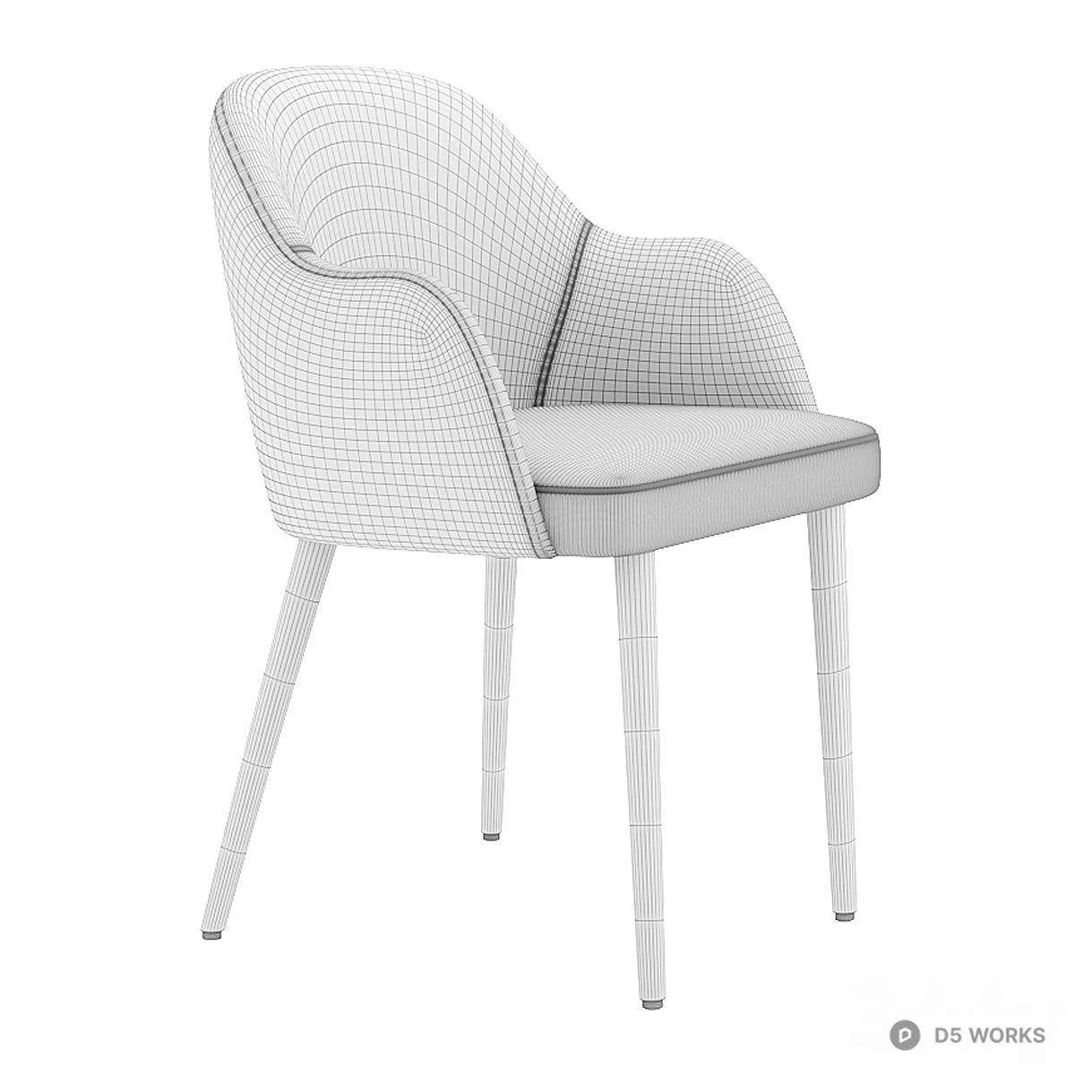 Velvet Upholstered Dining Chair 3d model thumbnail 4
