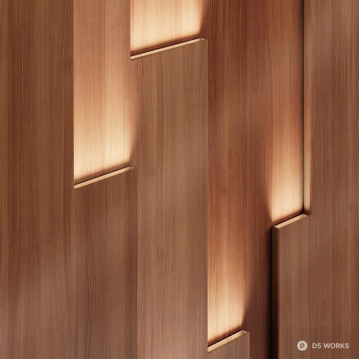 Wooden Panel With Integrated Lighting 3d model thumbnail 2
