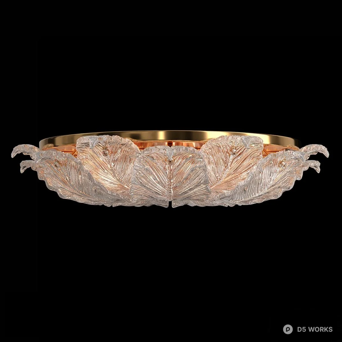 Feather Inspired Glass Ceiling Light 3d model thumbnail 2