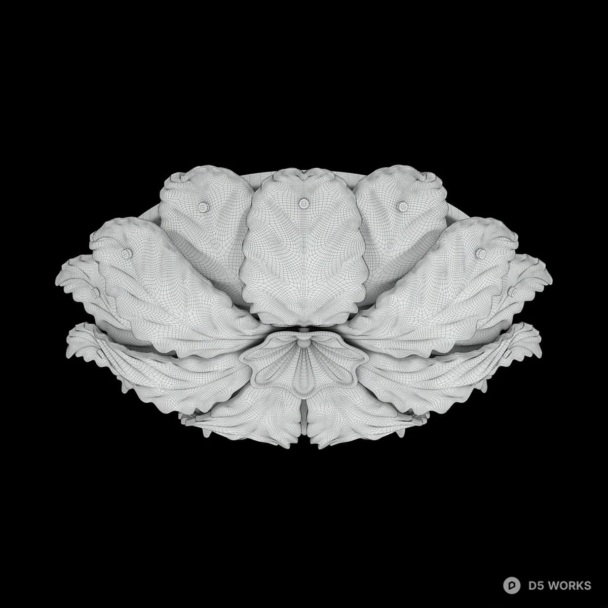 Feather Inspired Glass Ceiling Light 3d model thumbnail 3