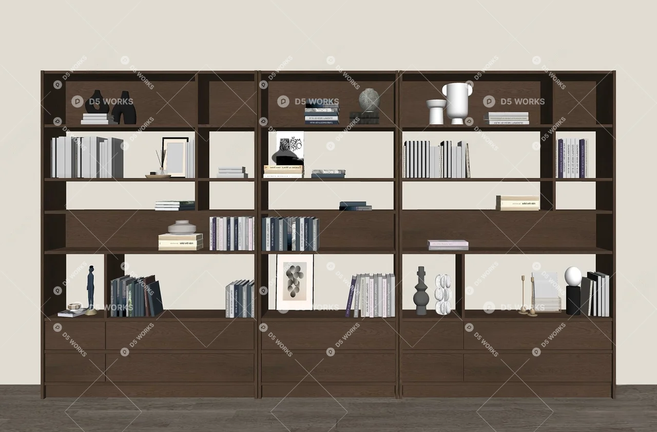 Mid-Century Modern Bookcase 3d model thumbnail 2