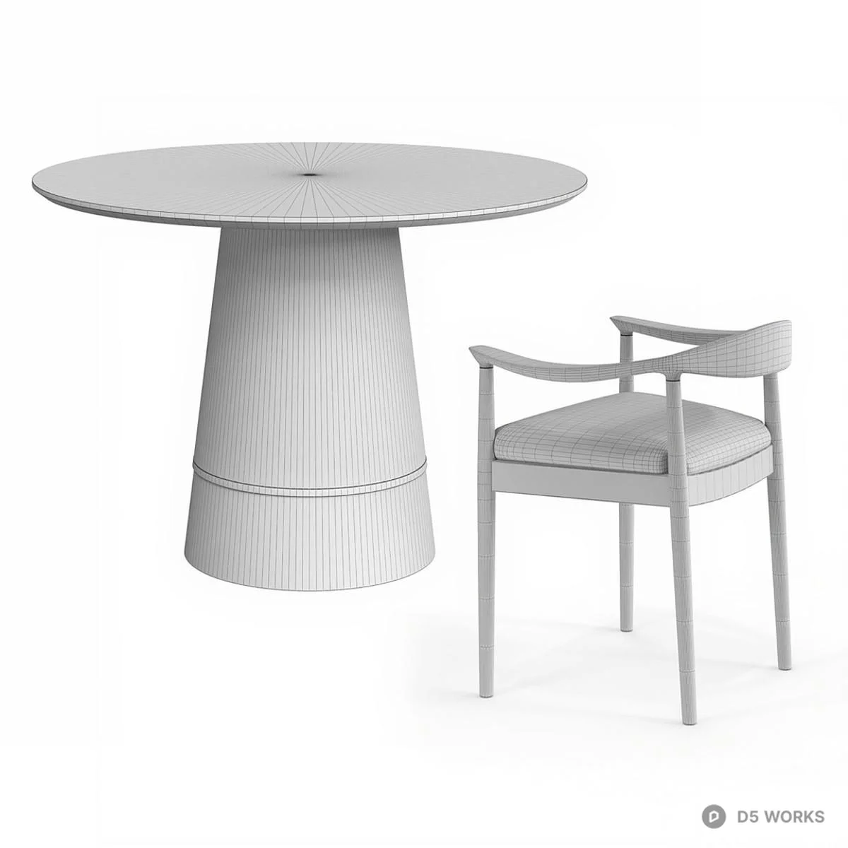 Minimalist Wooden Dining Table With Upholstered Base 3d model thumbnail 6