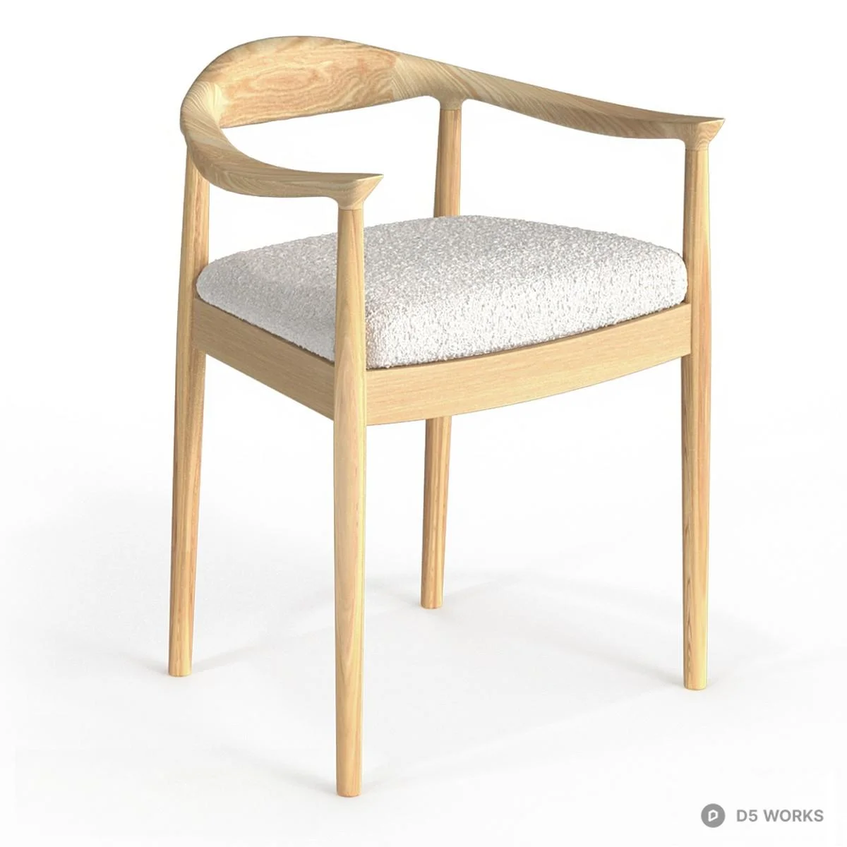 Minimalist Wooden Dining Table With Upholstered Base 3d model thumbnail 3