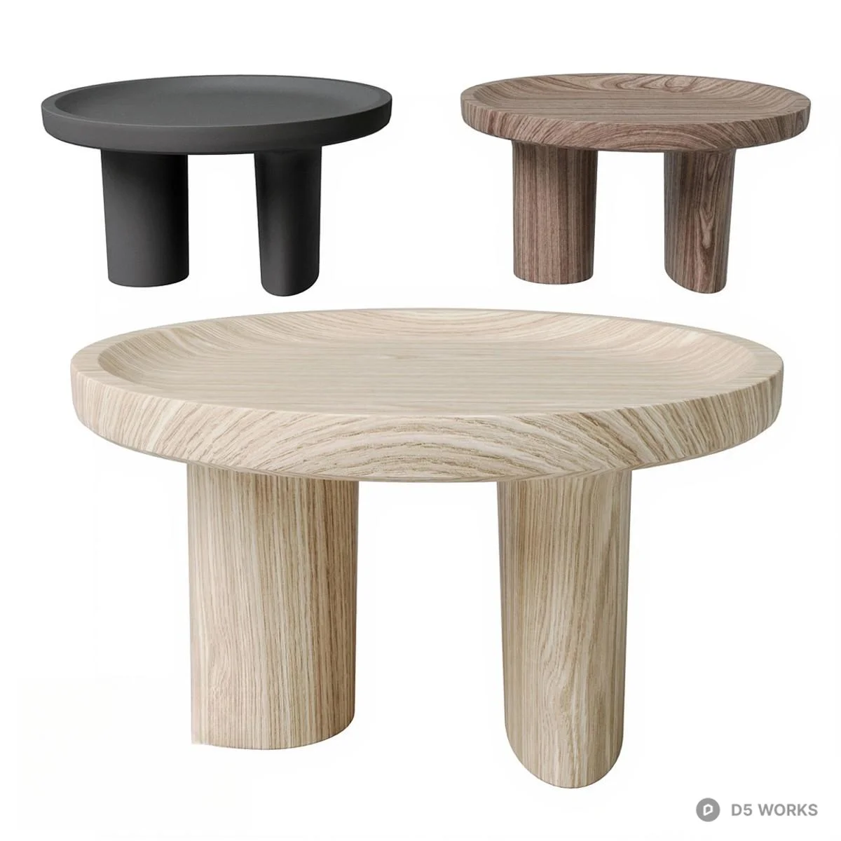 Minimalist Solid Wood Side Table 3d model - Image 1