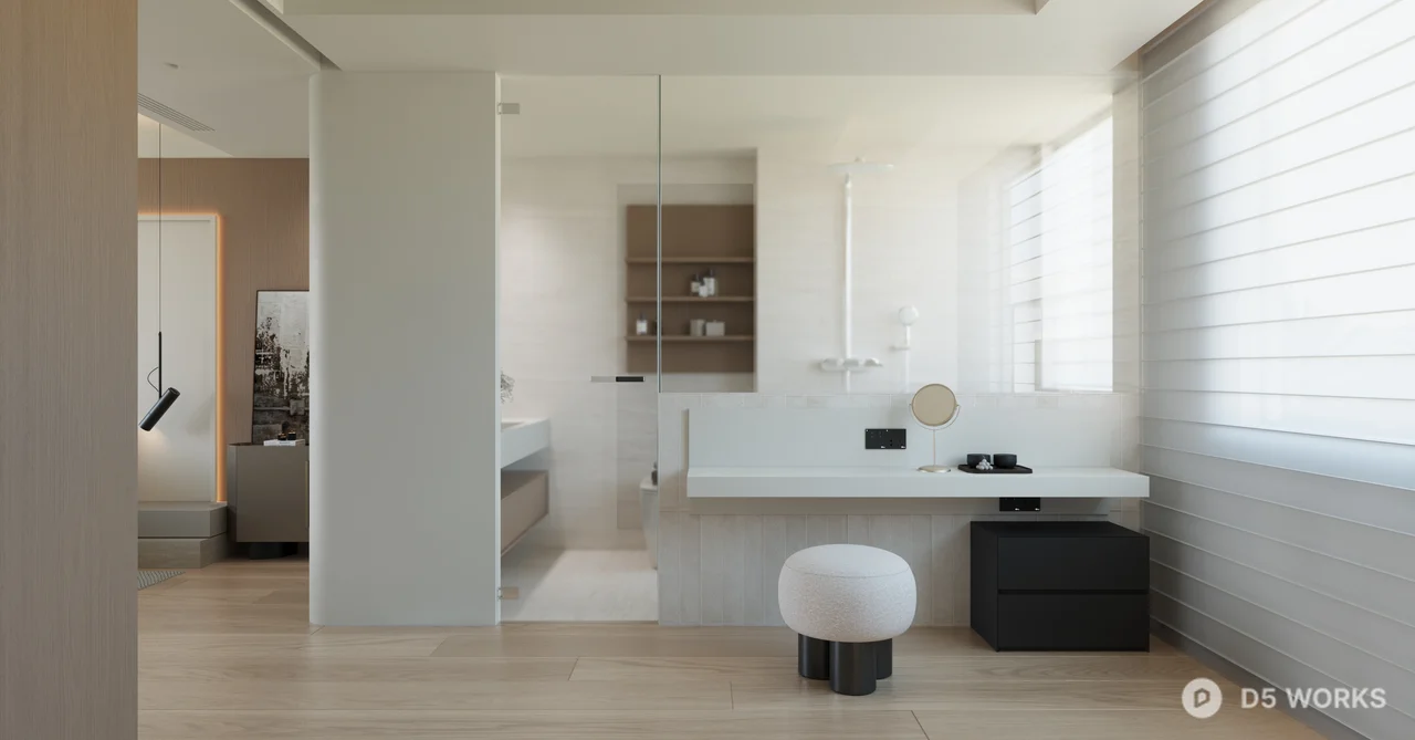 Minimalist Modern Bedroom With Integrated Storage And Soft Lighting 3d model thumbnail 4