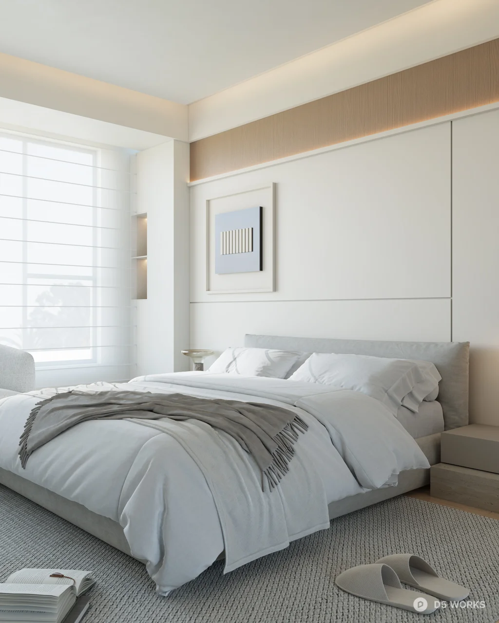 Minimalist Modern Bedroom With Integrated Storage And Soft Lighting 3d model thumbnail 5