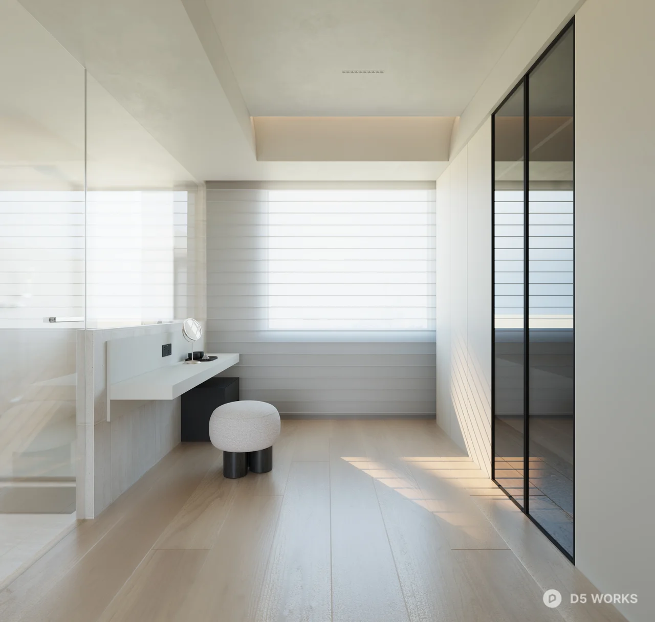 Minimalist Modern Bedroom With Integrated Storage And Soft Lighting 3d model thumbnail 2