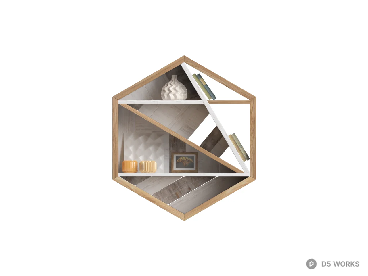 Geometric Wooden Display Shelf 3d model thumbnail 2
