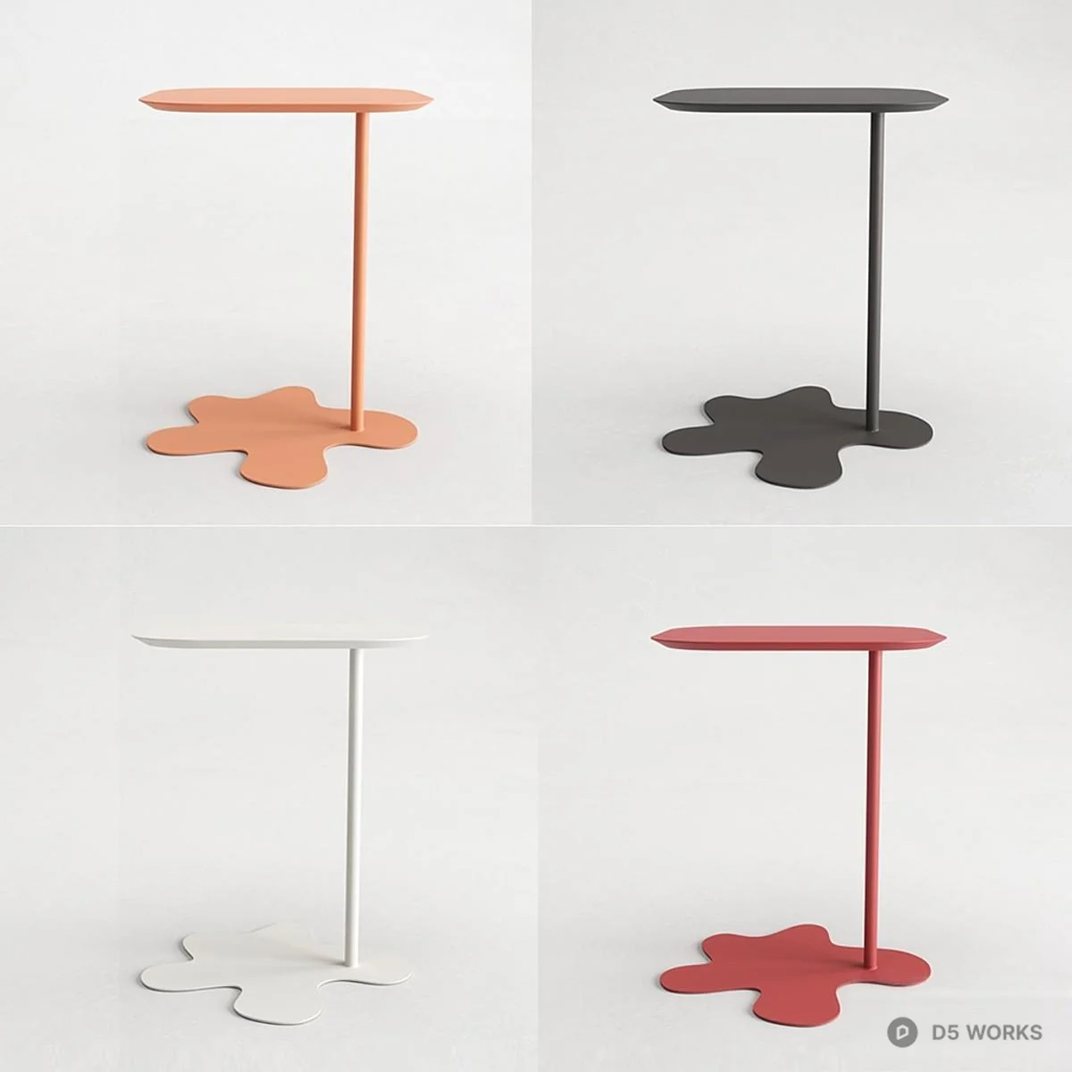 Organic Shape Minimalist Side Table 3d model thumbnail 2
