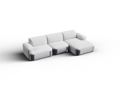 Modular White Three-Seater Sofa 3d model