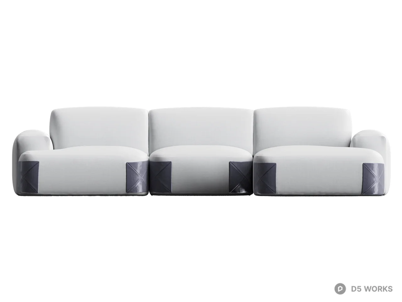 Modular White Three-Seater Sofa 3d model thumbnail 2