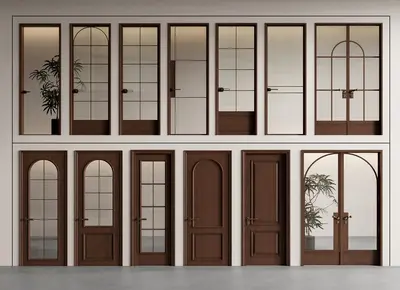 Modern Wooden Glass Interior Door Collection 3d model