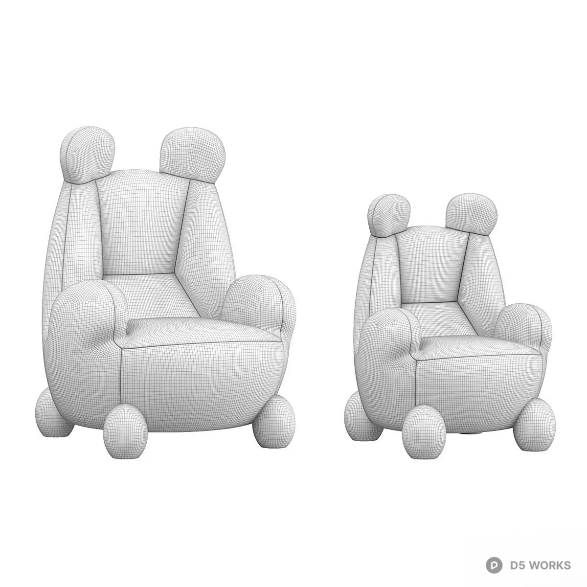 Textured Weave Upholstered Lounge Chair 3d model thumbnail 4