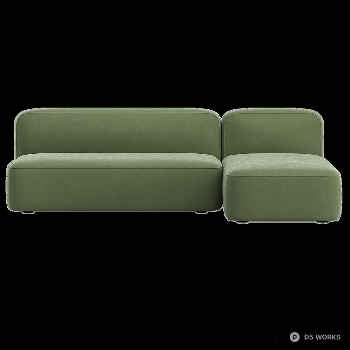 Olive Green Modular Sectional Sofa 3d model thumbnail 2